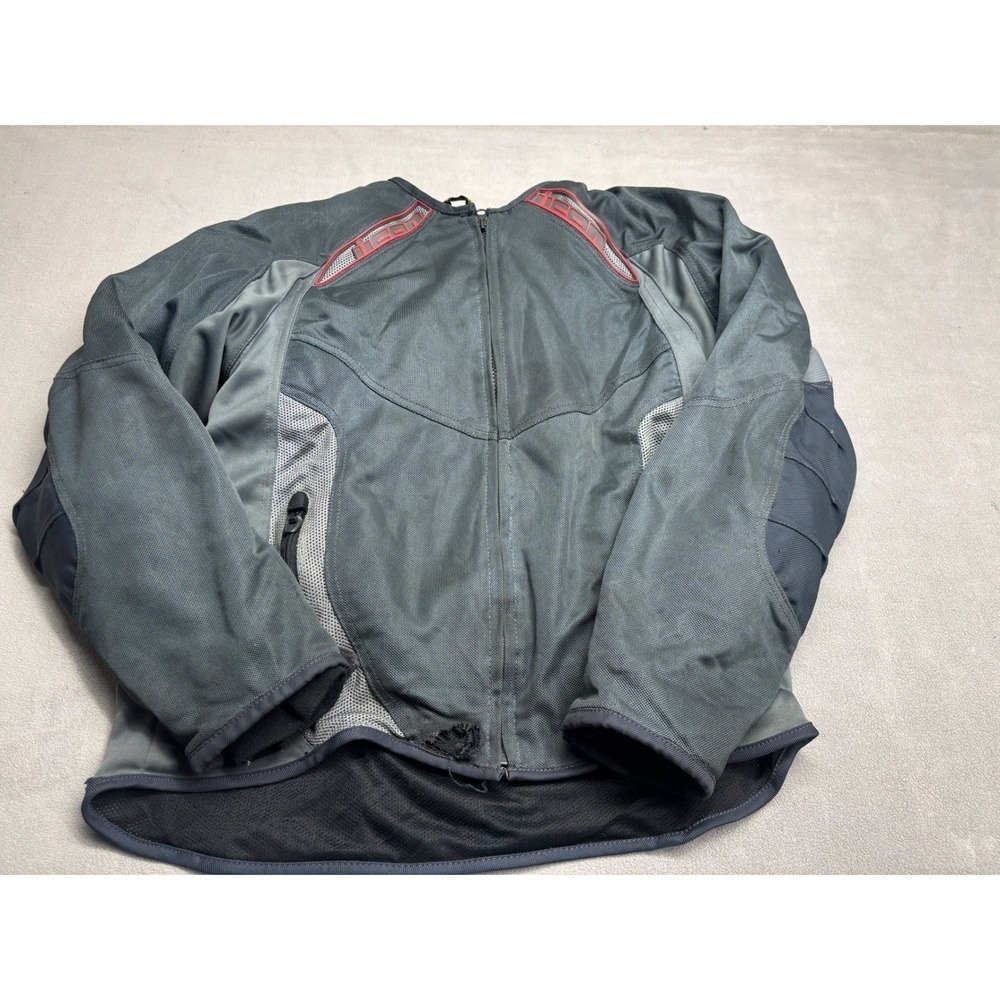 Icon Anthem Mesh Riding Jacket Mens XL Grey Black Full Zip Motorcycle Biker